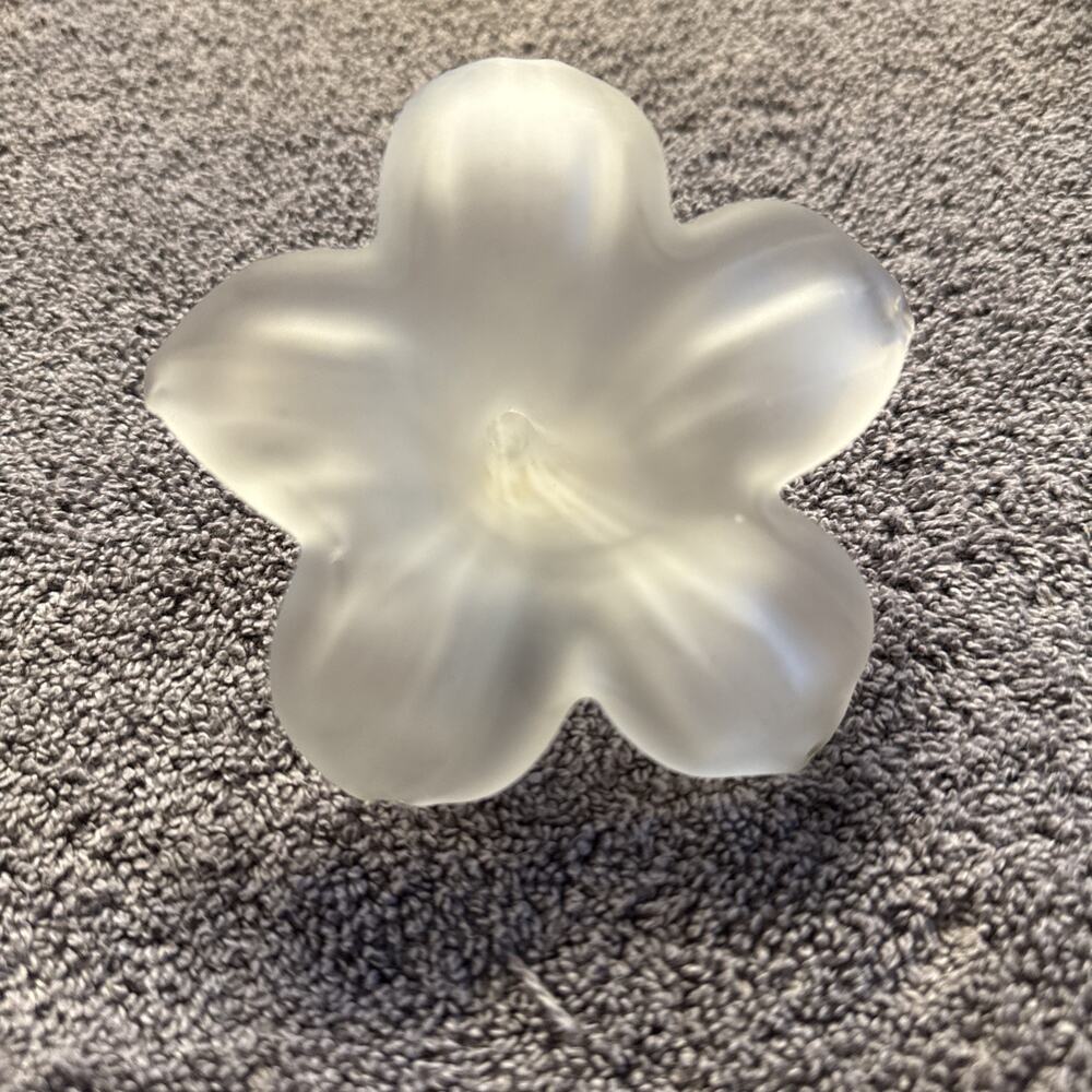 Tempa Frosted Satin Glass Five-Petal Flower Figurine Home Decor Piece